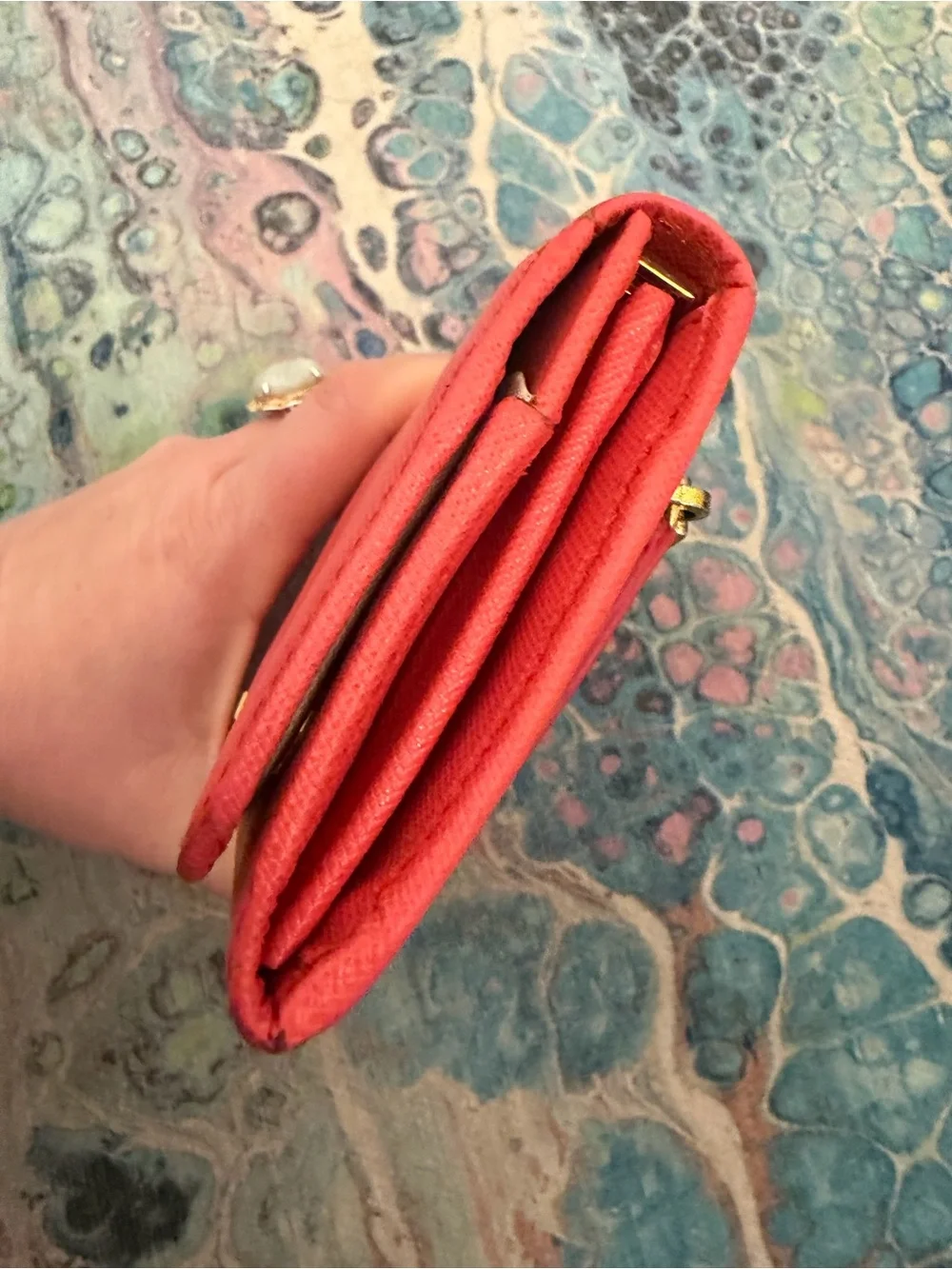 Prada saffiano leather wallet pink and beige - Picture 6 of 16